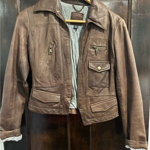 Brown Leather Jacket banana republic